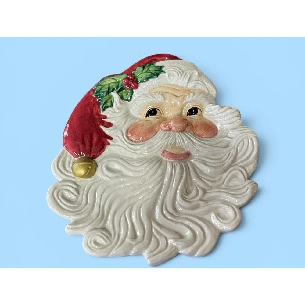 Fitz & Floyd Omnibus Santa Claus Canape Snack Desert Cookie Plate‎ Vintage Xmas